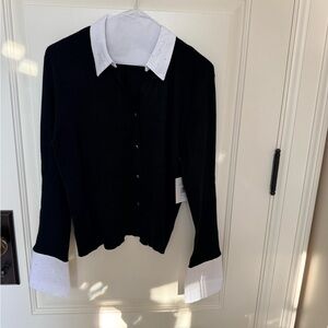 Ellen Tracy Black and White Knit Cardigan